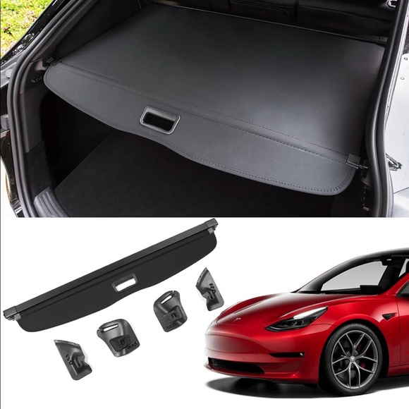 Kingna Fit Tesla Model Y 2020-2022 Cargo Cover Rear Trunk Retractable Shield - Picture 2 of 4